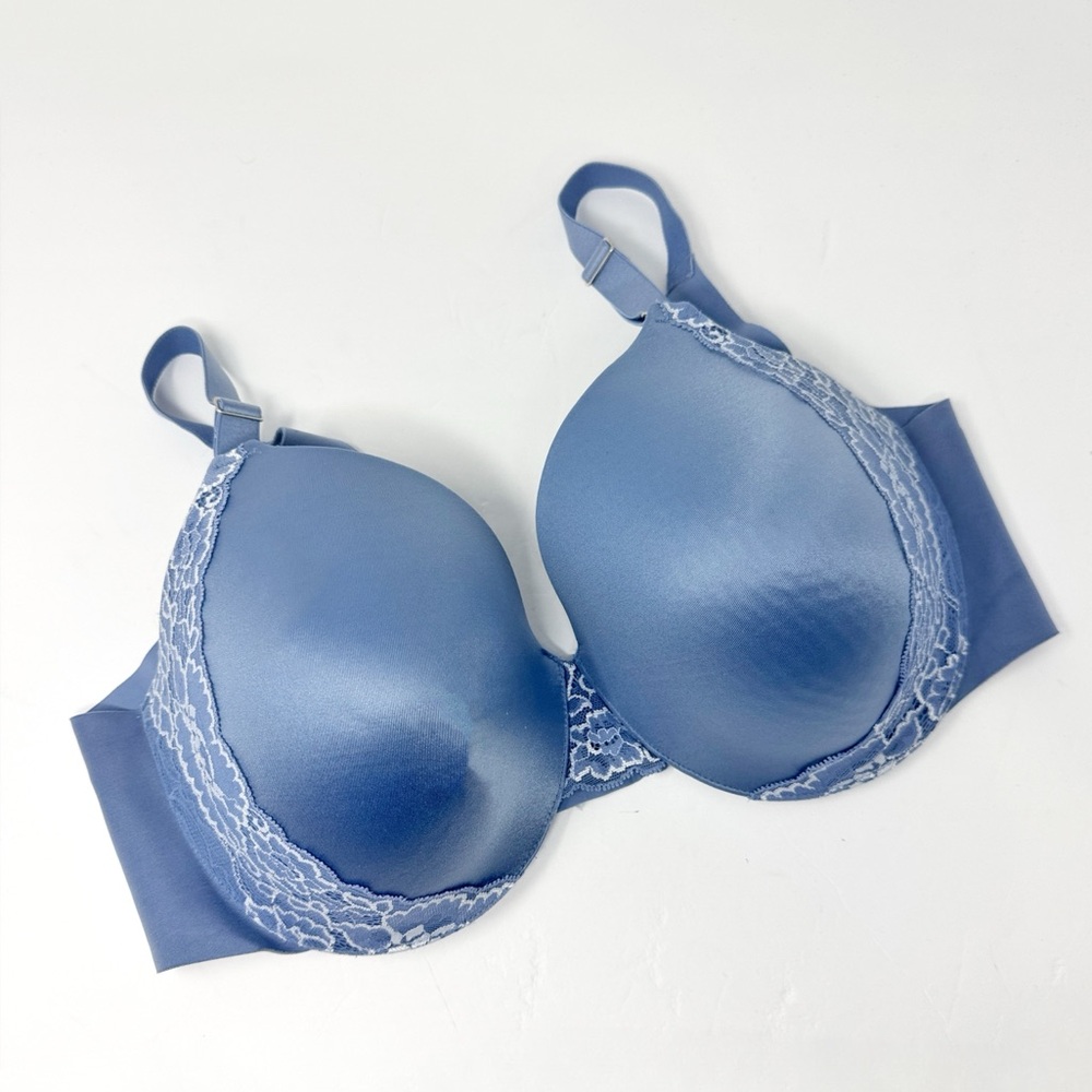 Soma Vanishing Back Full Coverage Lace Trim Bra Blue Size 40DD